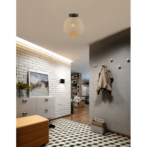 Stilvolle Chericoni Carpi Holz-Deckenleuchte, Ø25 cm, 1-flammig, ideal für ein gemütliches und naturverbundenes Wohnambiente.