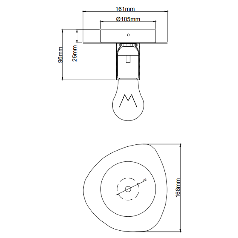 Chericoni Colorato – compacte plafondlamp – 1 lichts – cream