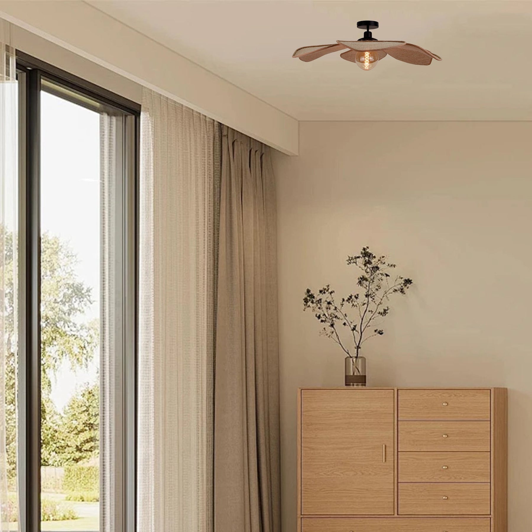 Plafondlamp Chericoni Corvo, bruin, Ø80 cm, 1 lichtpunt. Groot en stijlvol design voor een sfeervol interieur.