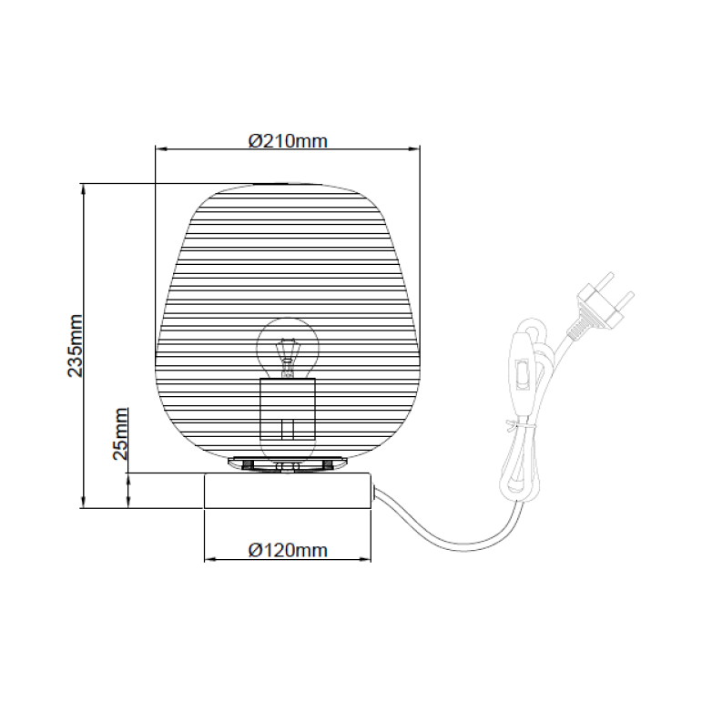 Kompakte Chericoni Costola Tischlampe, Ø21 cm, 1-flammig, Glas & Metall, sorgt für gemütliches und stilvolles Ambiente.