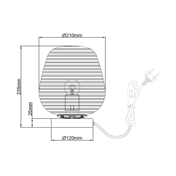 Kompakte Chericoni Costola Tischlampe, Ø21 cm, 1-flammig, Glas & Metall, sorgt für gemütliches und stilvolles Ambiente.