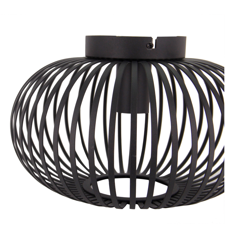 Schwarze Chericoni Curvato Lampe für die Decke, Ø30 cm, 1-flammig, E27, sorgt für dezente und klare Beleuchtung.