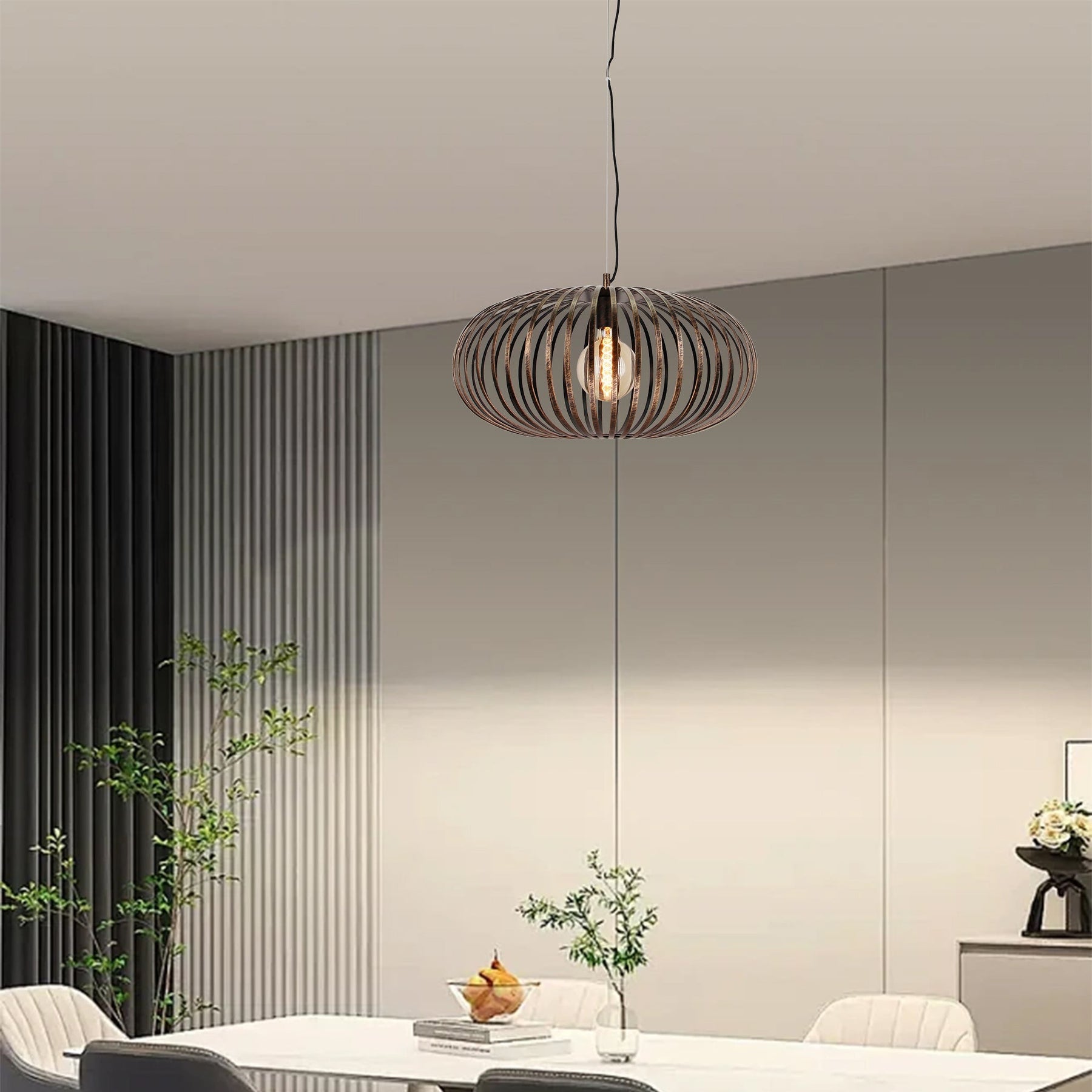 Hanglamp Chericoni Curvato, brons, Ø 60 cm, 1 lichtpunt, E27 fitting. Modern design voor sfeervolle interieurverlichting.