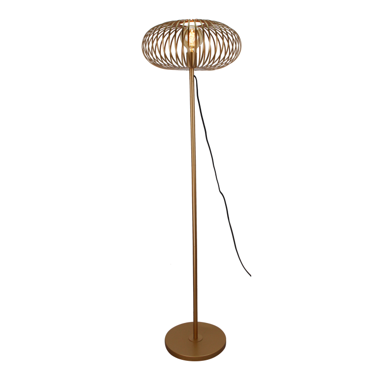 Die Chericoni Curvato Stehlampe in Gold, Ø40 cm, 1-flammig, höhenverstellbar zwischen 59 und 143 cm, verleiht jedem Raum stilvolle Eleganz.