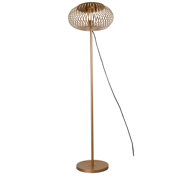 Goldfarbene Chericoni Curvato Stehlampe, Ø40 cm, 1-flammig, höhenverstellbar, kombiniert zeitloses Design mit funktionaler Beleuchtung.