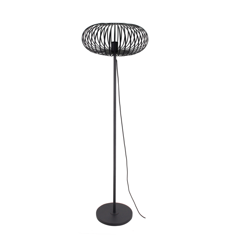 Schwarze Chericoni Curvato Stehlampe, Ø40 cm, 1-flammig, E27, Höhe 59–143 cm, verbindet minimalistisches Design mit praktischer Lichtfunktion.