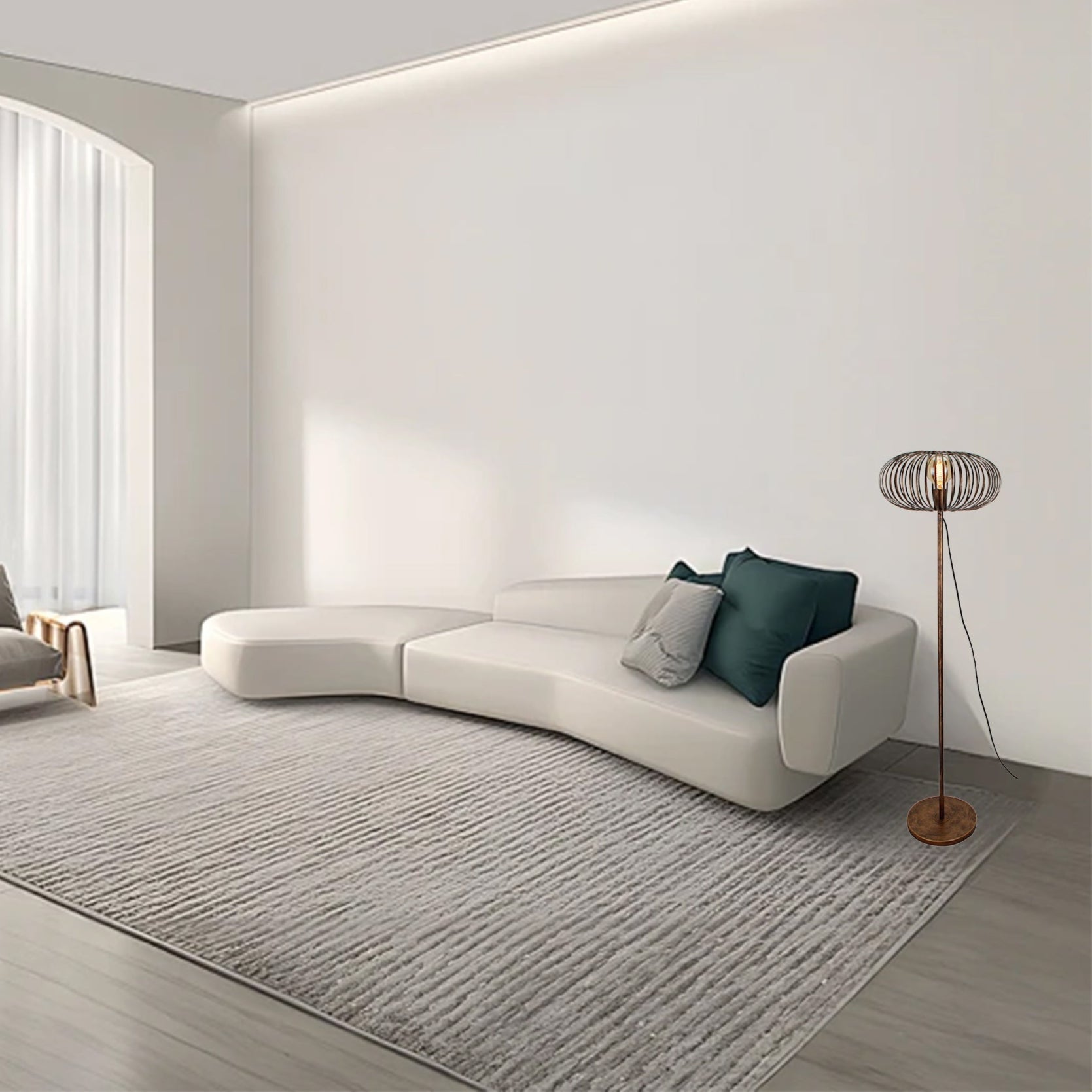 Vloerlamp Chericoni Curvato, brons, Ø40 cm, verstelbare hoogte van 59 tot 143 cm. Modern design voor sfeervolle verlichting