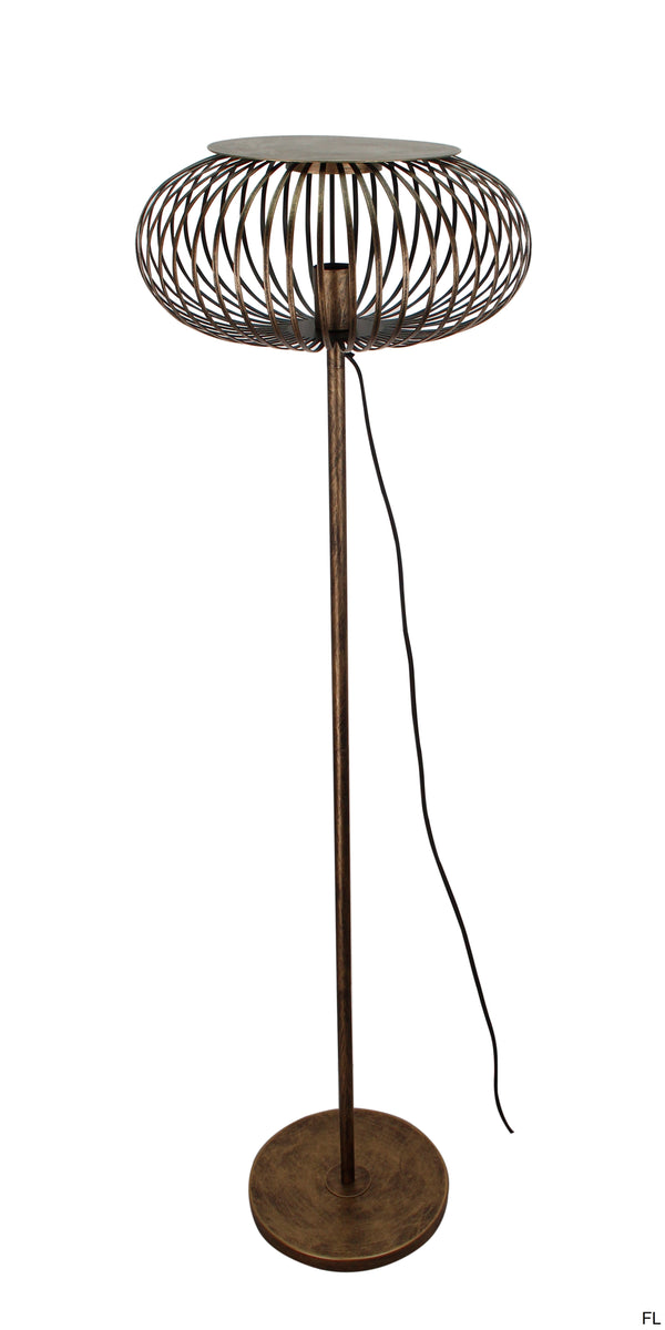 Vloerlamp Chericoni Curvato, brons, Ø40 cm, verstelbare hoogte van 59 tot 143 cm. Modern design voor sfeervolle verlichting