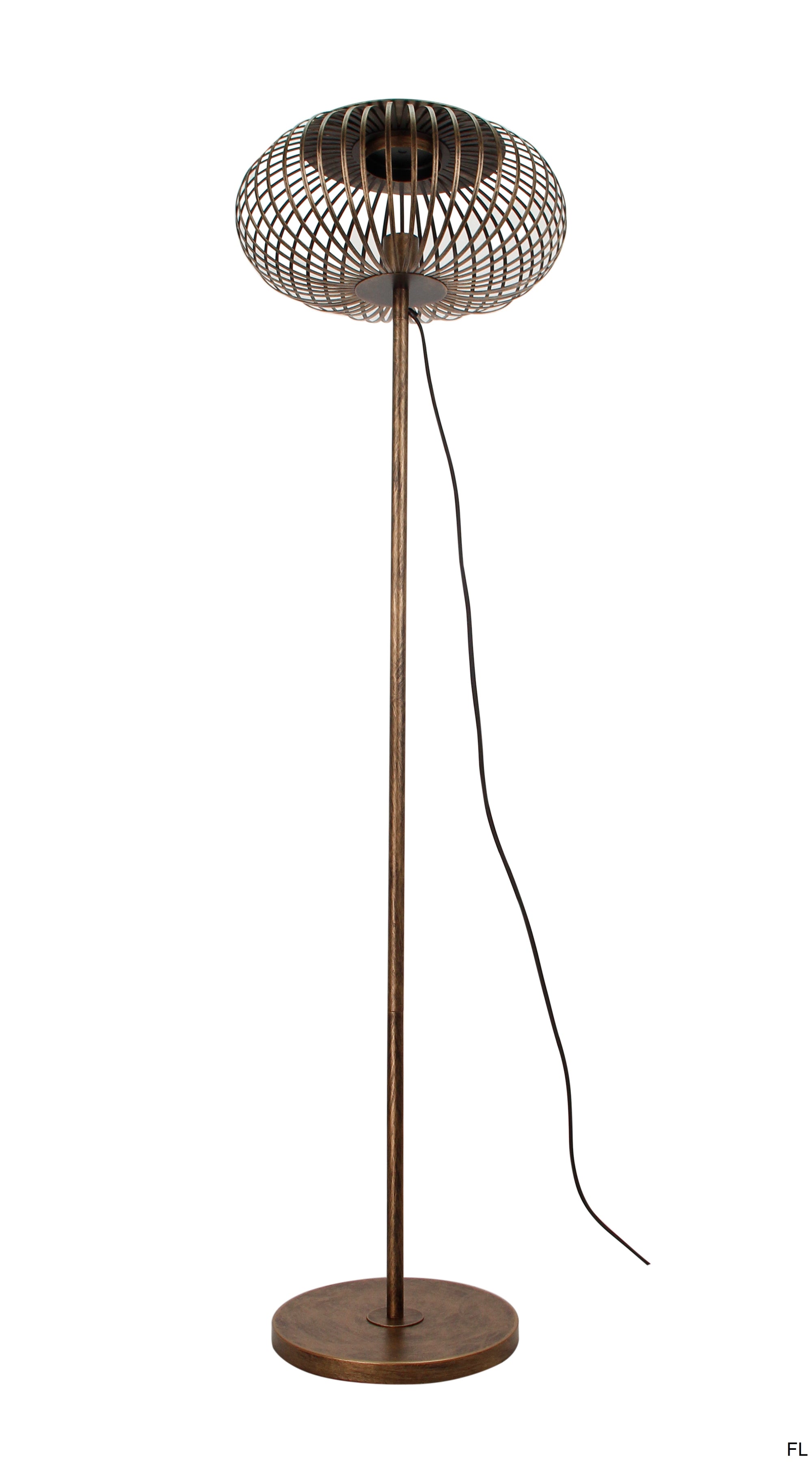 Vloerlamp Chericoni Curvato, brons, Ø40 cm, verstelbare hoogte van 59 tot 143 cm. Modern design voor sfeervolle verlichting