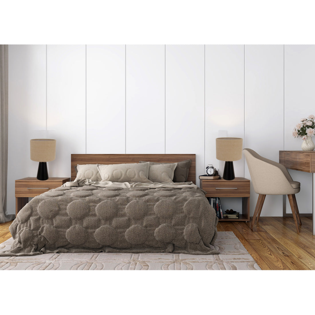 Compacte Chericoni Faro tafellamp – Ø20 cm – 1 lichts – Japandi zwart/khaki