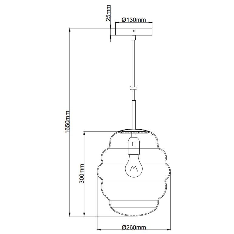 Elegante Chericoni Favo Hängelampe, Ø26 cm, 1-flammig, aus Glas, vielseitig kombinierbar.