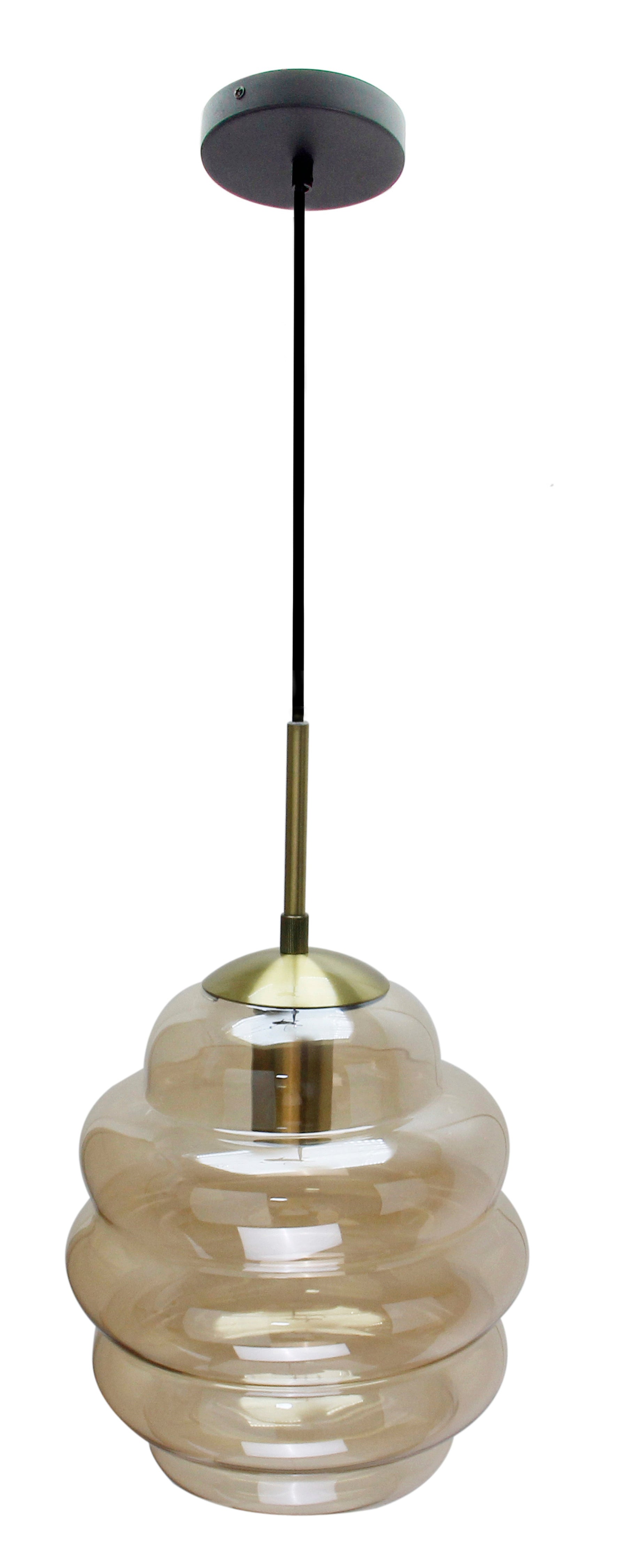 Schuin bovenaanzicht van de Chericoni Favo Hanglamp, 1 lichts, Ø18 cm in zwart en goud, met elegant design en unieke details.
