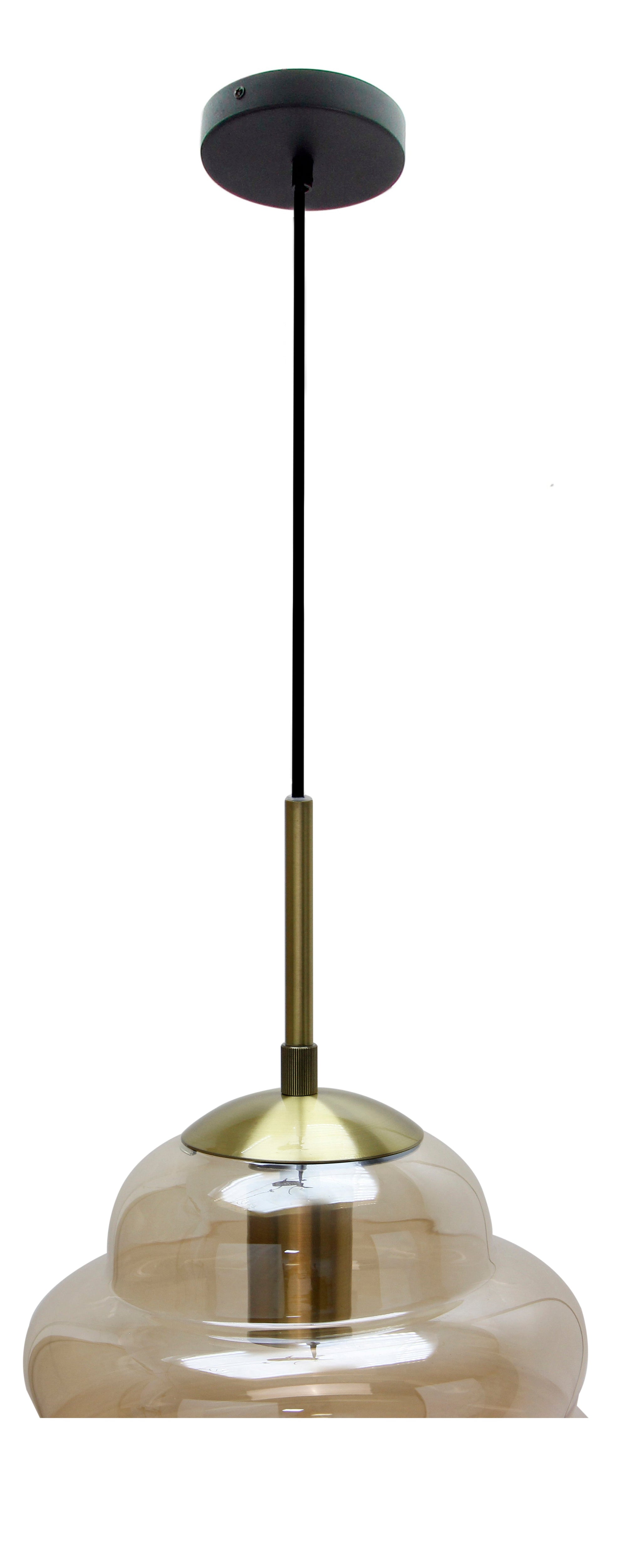 Bovenaanzicht van de Chericoni Favo Hanglamp, 1 lichts, Ø26 cm in zwart en goud, met focus op de elegante details.