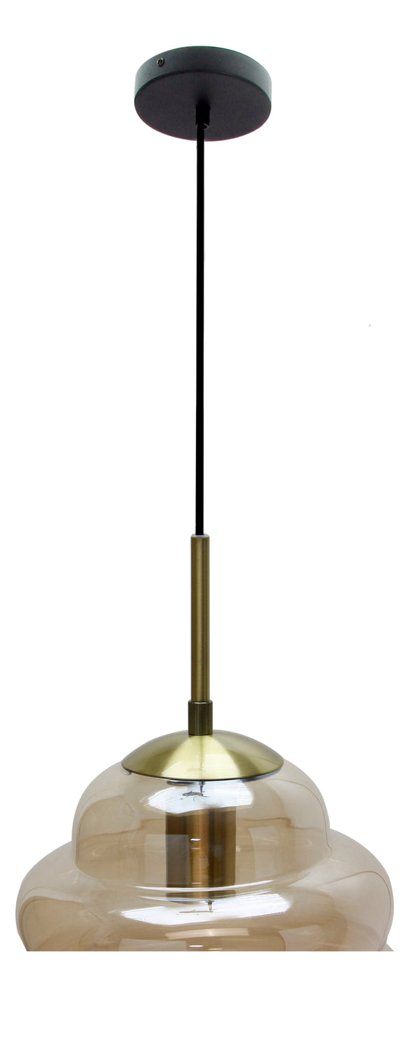Bovenaanzicht van de Chericoni Favo Hanglamp, 1 lichts, Ø26 cm in zwart en goud, met focus op de elegante details.