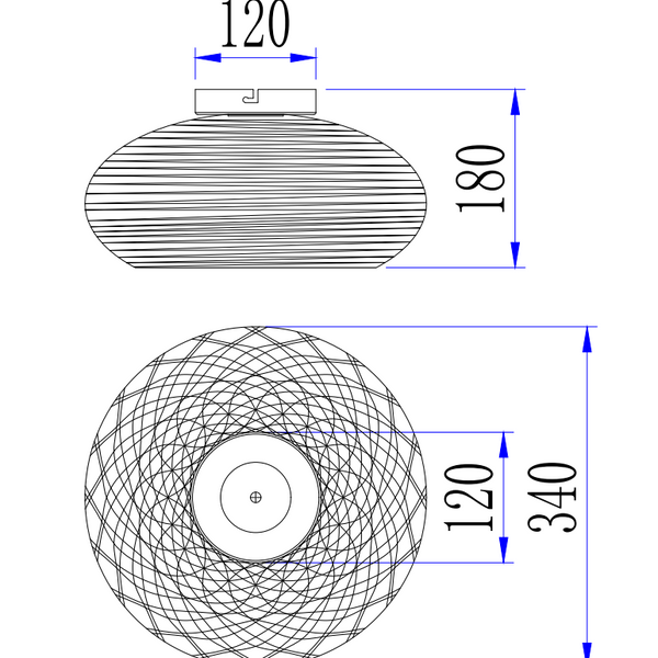 Elegante Chericoni Filo Sottile Deckenleuchte, schwarz, Ø34 cm, 1-flammig, Eisen und Metall, zeitloses Design.