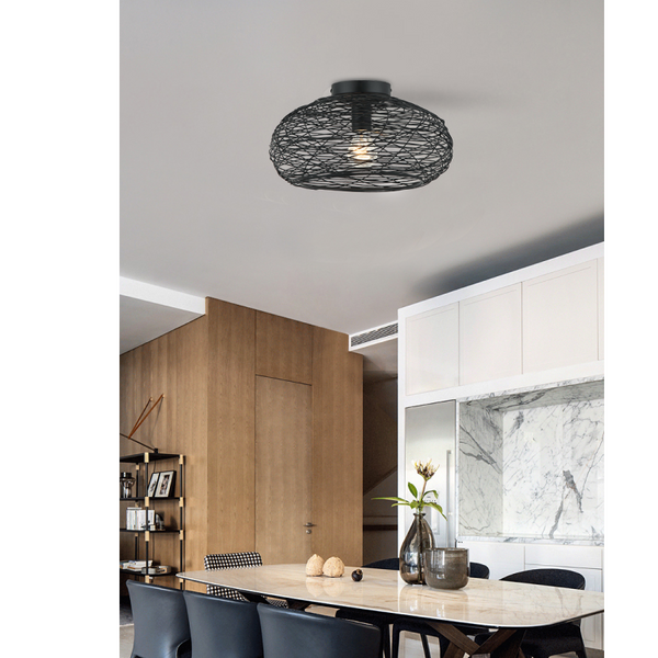 Schwarze Deckenlampe Chericoni Filo Sottile, Ø34 cm, 1-flammig, stabile Eisen- und Metallkonstruktion.