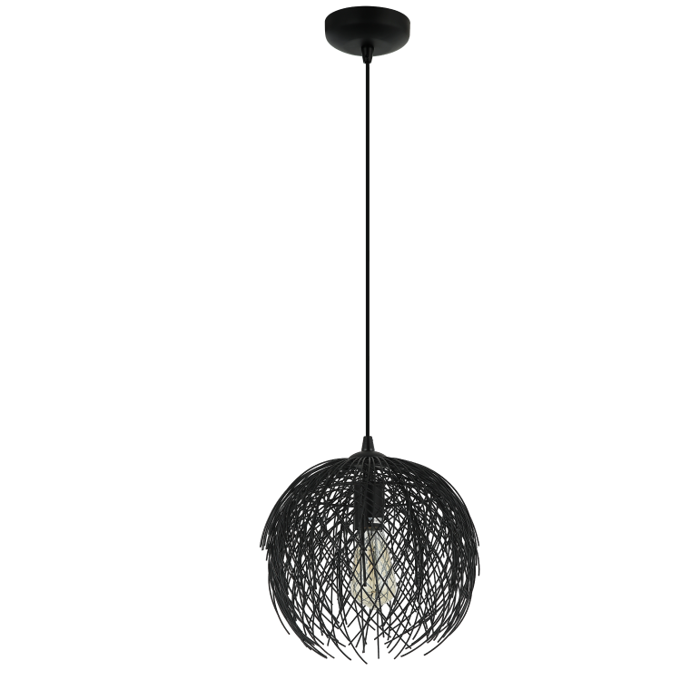 Runde Hängelampe Chericoni Filo Sottile, schwarz, Ø32 cm, 1-flammig, aus robustem Eisen und Metall.