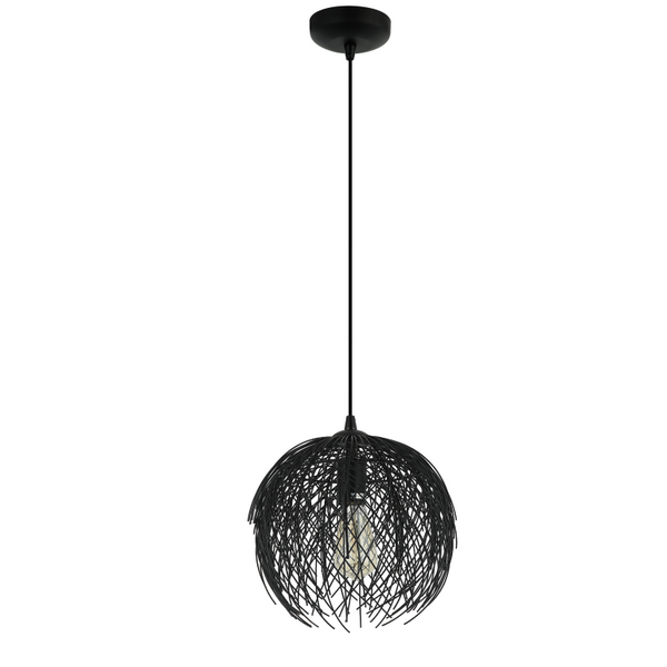 Runde Hängelampe Chericoni Filo Sottile, schwarz, Ø32 cm, 1-flammig, aus robustem Eisen und Metall.