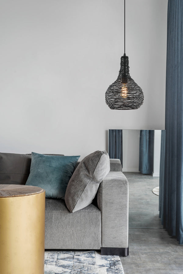 Chericoni Filo Sottile Hanglamp, 1 lichts, Ø25 cm, zwart, gemaakt van ijzer en metaal, met een stijlvol en eigentijds ontwerp.