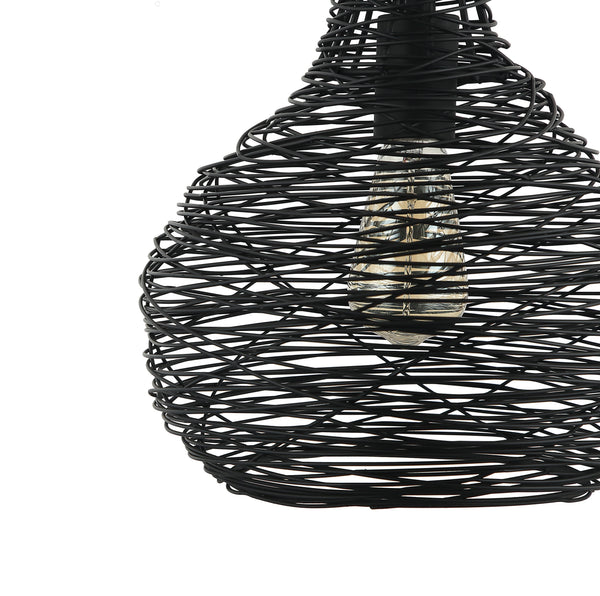 Chericoni Filo Sottile hanglamp, 1 lichts, Ø25 cm, zwart, van ijzer en metaal, perfect voor moderne interieurs.