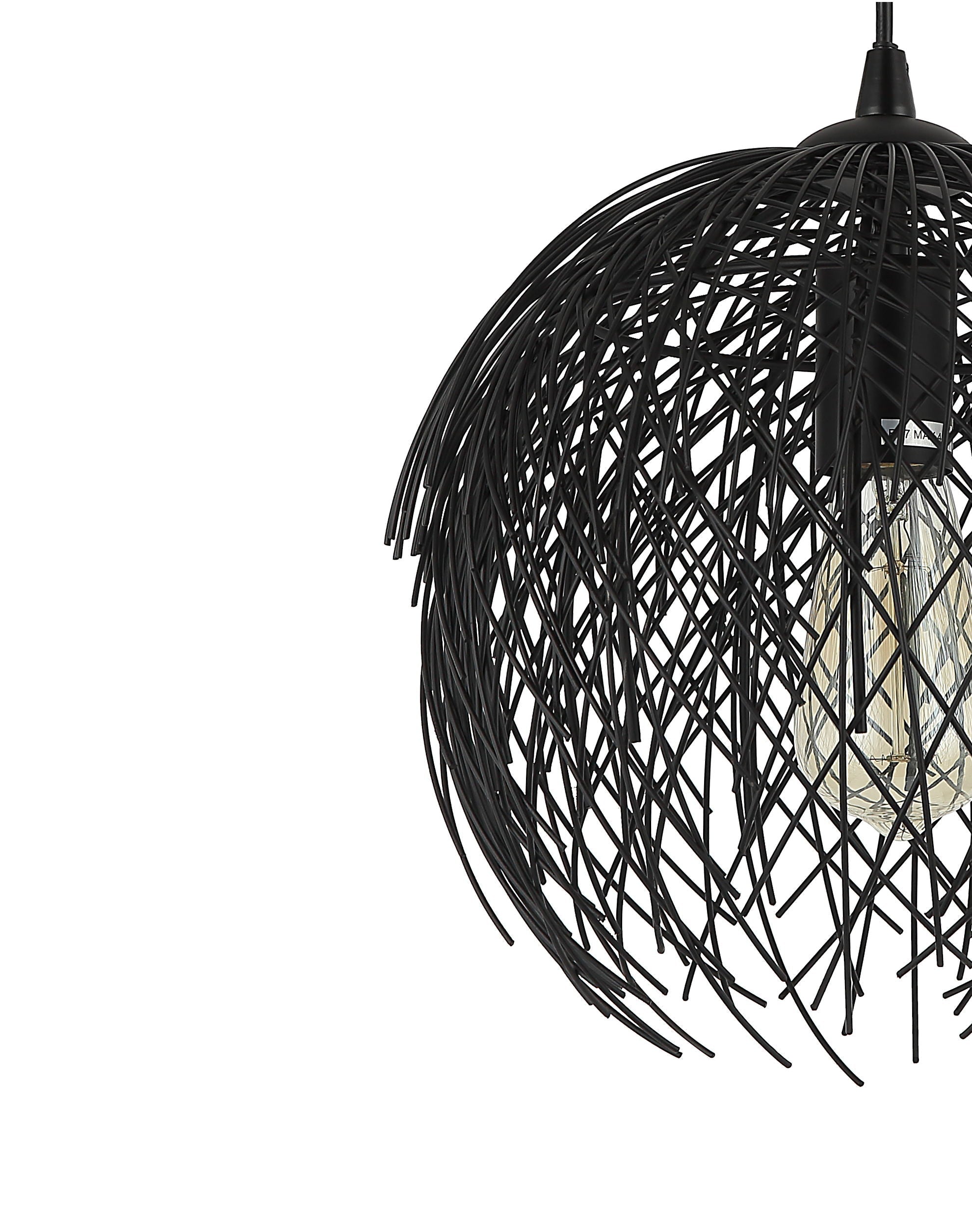 Detailaanzicht van de Chericoni Filo Sottile hanglamp, 1 lichts, Ø32 cm, zwart, gemaakt van ijzer en metaal.