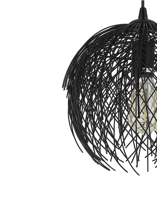 Detailaanzicht van de Chericoni Filo Sottile hanglamp, 1 lichts, Ø32 cm, zwart, gemaakt van ijzer en metaal.
