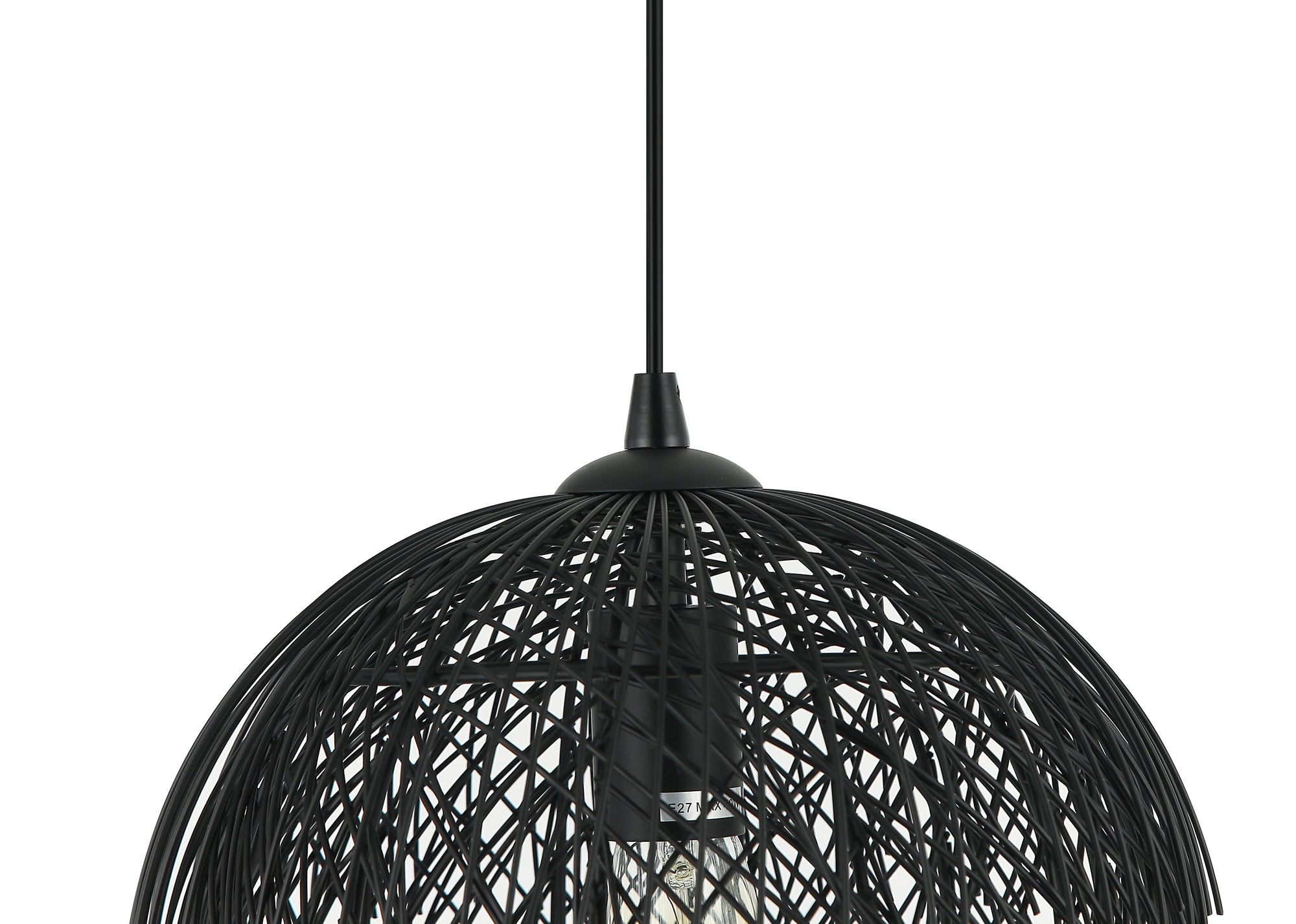 Bovenaanzicht van de Chericoni Filo Sottile hanglamp, 1 lichts, Ø32 cm, zwart, gemaakt van ijzer en metaal.