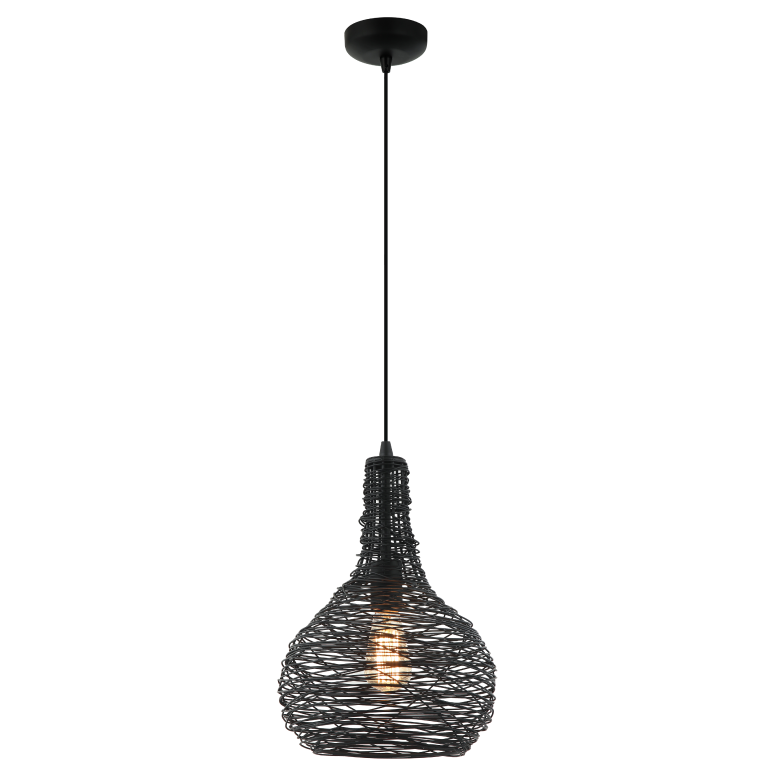 Chericoni Filo Sottile Hanglamp, 1 lichts, Ø25 cm in zwart, vervaardigd uit ijzer en metaal, met elegant en modern design.