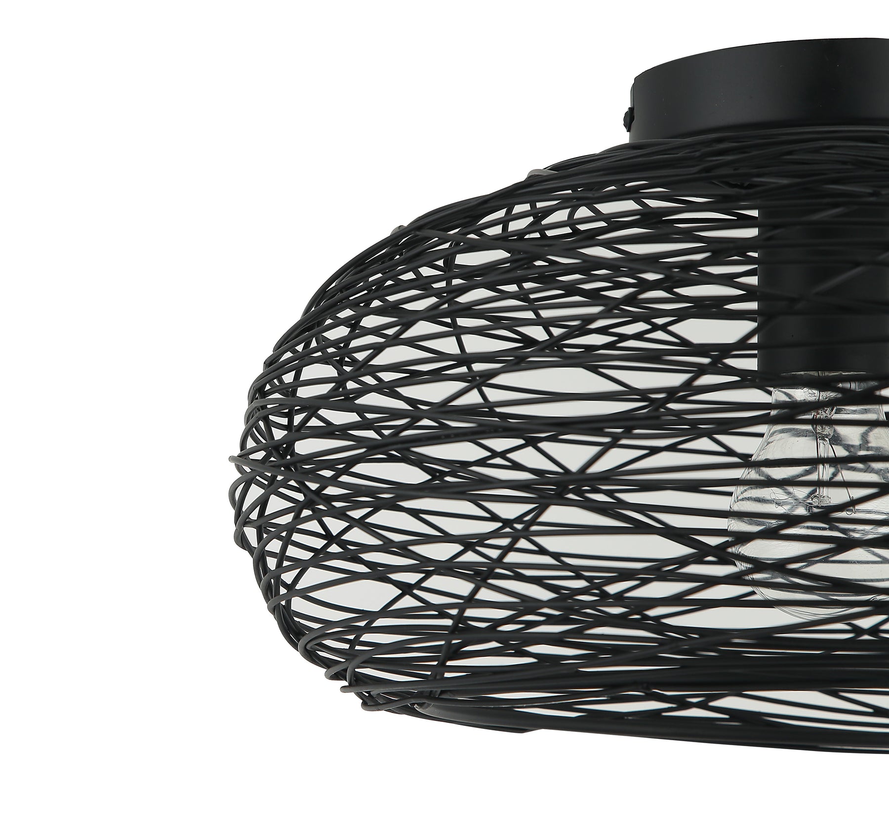 Zijaanzicht van Chericoni Filo Sottile plafondlamp, 1 lichts, Ø34 cm, zwart, gemaakt van ijzer en metaal.