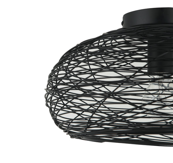 Zijaanzicht van Chericoni Filo Sottile plafondlamp, 1 lichts, Ø34 cm, zwart, gemaakt van ijzer en metaal.