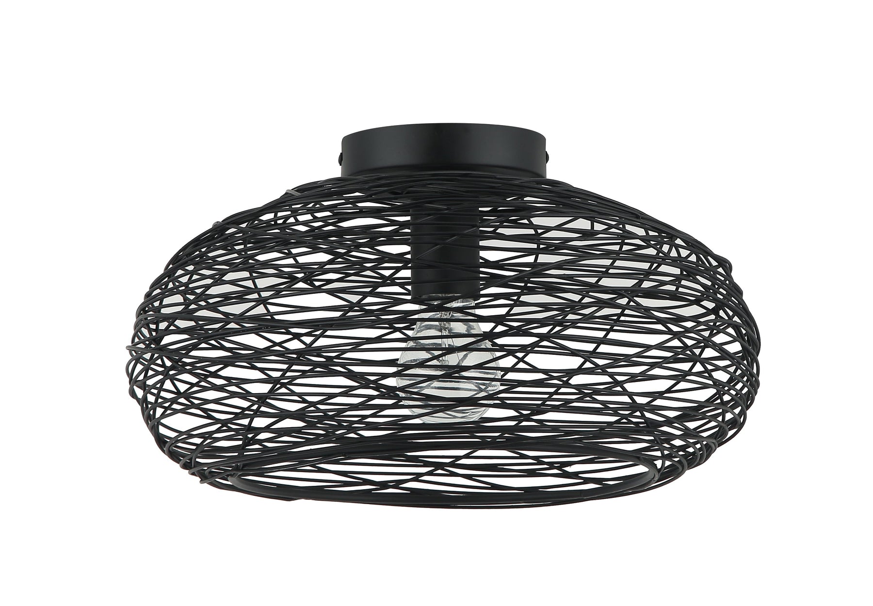 Vooraanzicht van Chericoni Filo Sottile plafondlamp, 1 lichts, Ø34 cm, zwart, gemaakt van ijzer en metaal.