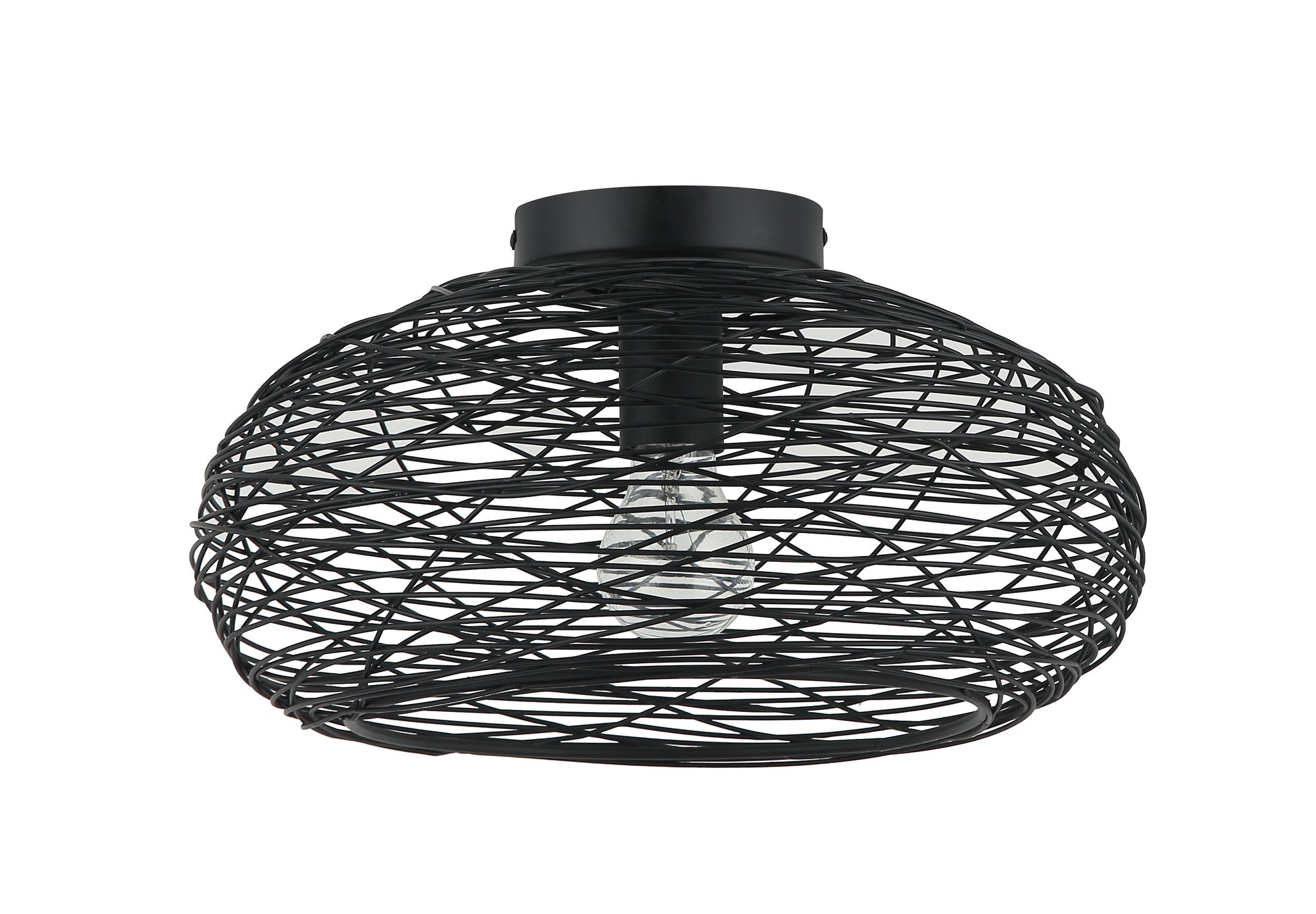 Vooraanzicht van Chericoni Filo Sottile plafondlamp, 1 lichts, Ø34 cm, zwart, gemaakt van ijzer en metaal.