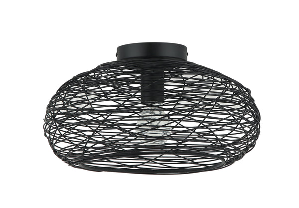 Vooraanzicht van Chericoni Filo Sottile plafondlamp, 1 lichts, Ø34 cm, zwart, gemaakt van ijzer en metaal.