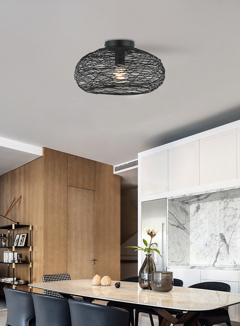 Sfeeraanzicht van Chericoni Filo Sottile plafondlamp, 1 lichts, Ø34 cm, zwart, gemaakt van ijzer en metaal.