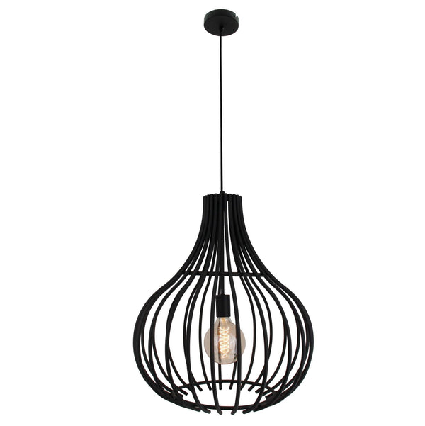 Voorzijde van de Chericoni Goccia hanglamp, 1 lichts, Ø50 cm, zwart metaal, met E27 fitting, modern en stoer design.