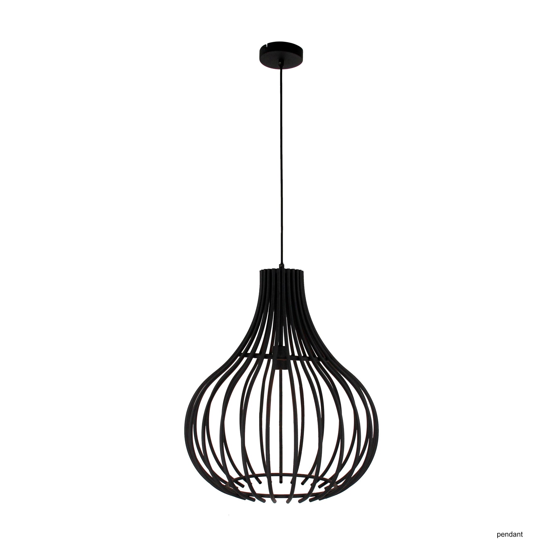 Voorzijde uit van de Chericoni Goccia hanglamp, 1 lichts, Ø50 cm, zwart metaal, met E27 fitting, modern en stoer design.