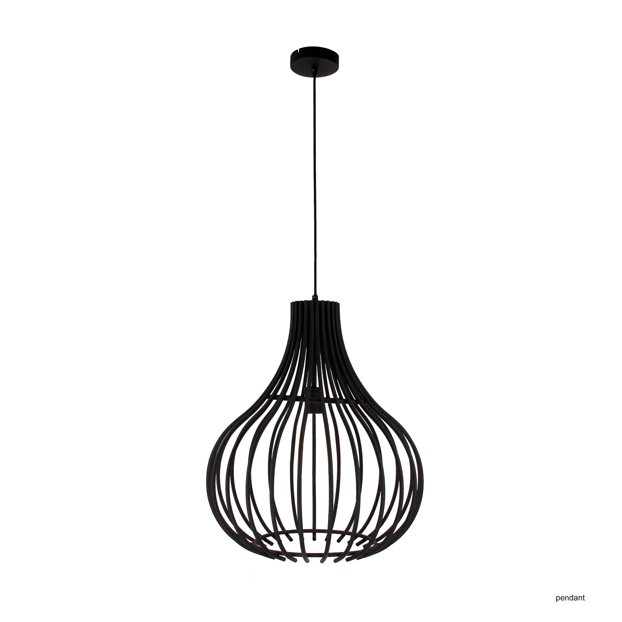 Voorzijde uit van de Chericoni Goccia hanglamp, 1 lichts, Ø50 cm, zwart metaal, met E27 fitting, modern en stoer design.
