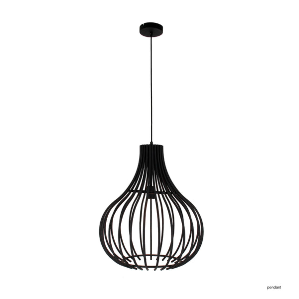 Voorzijde uit van de Chericoni Goccia hanglamp, 1 lichts, Ø50 cm, zwart metaal, met E27 fitting, modern en stoer design.