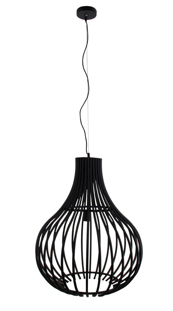 Aanzicht zonder lichtbron van de Chericoni Goccia hanglamp 1 lichts Ø60 cm, zwart metaal, gedetailleerd design.