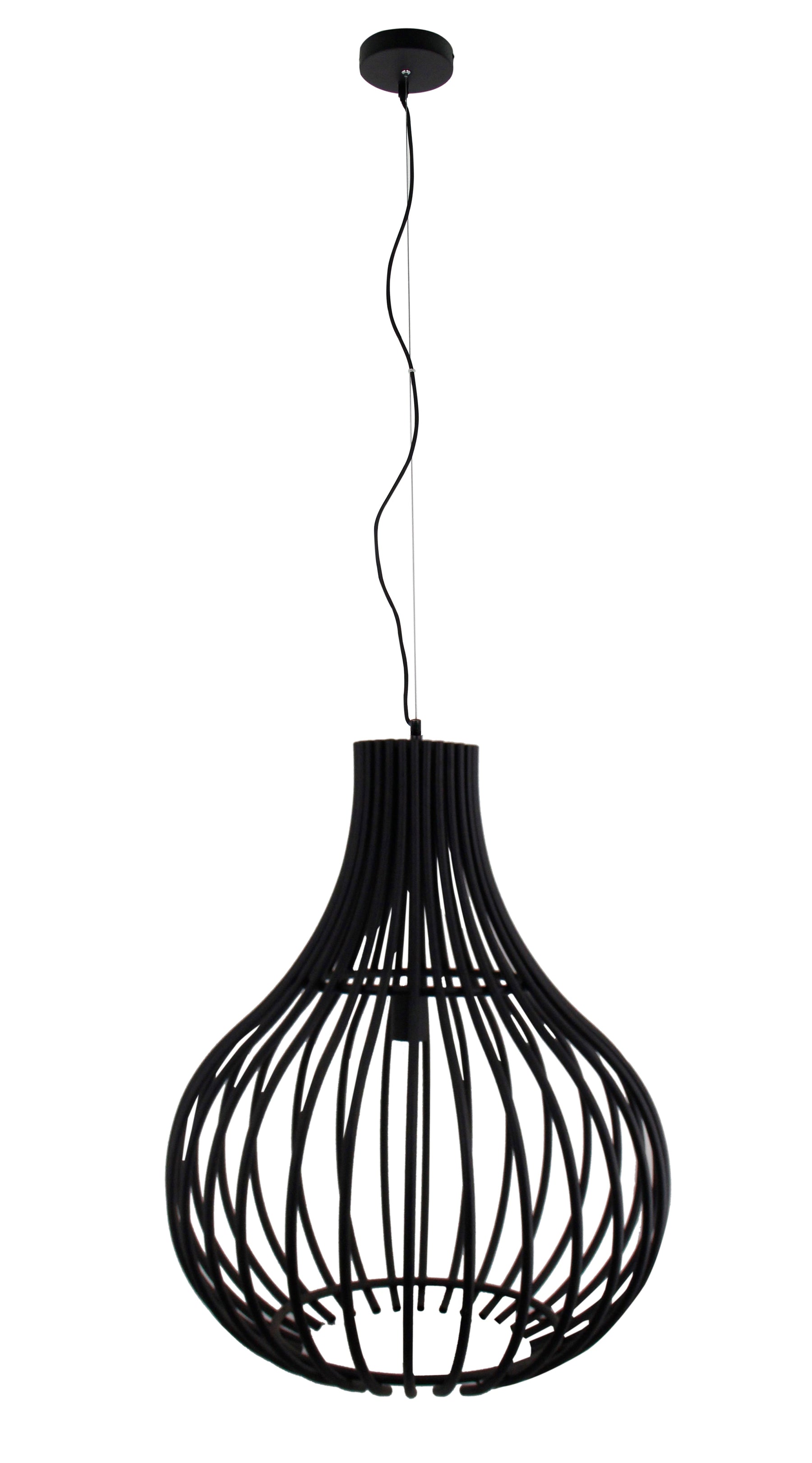 Aanzicht zonder lichtbron van de Chericoni Goccia hanglamp 1 lichts Ø60 cm, zwart metaal, gedetailleerd design.