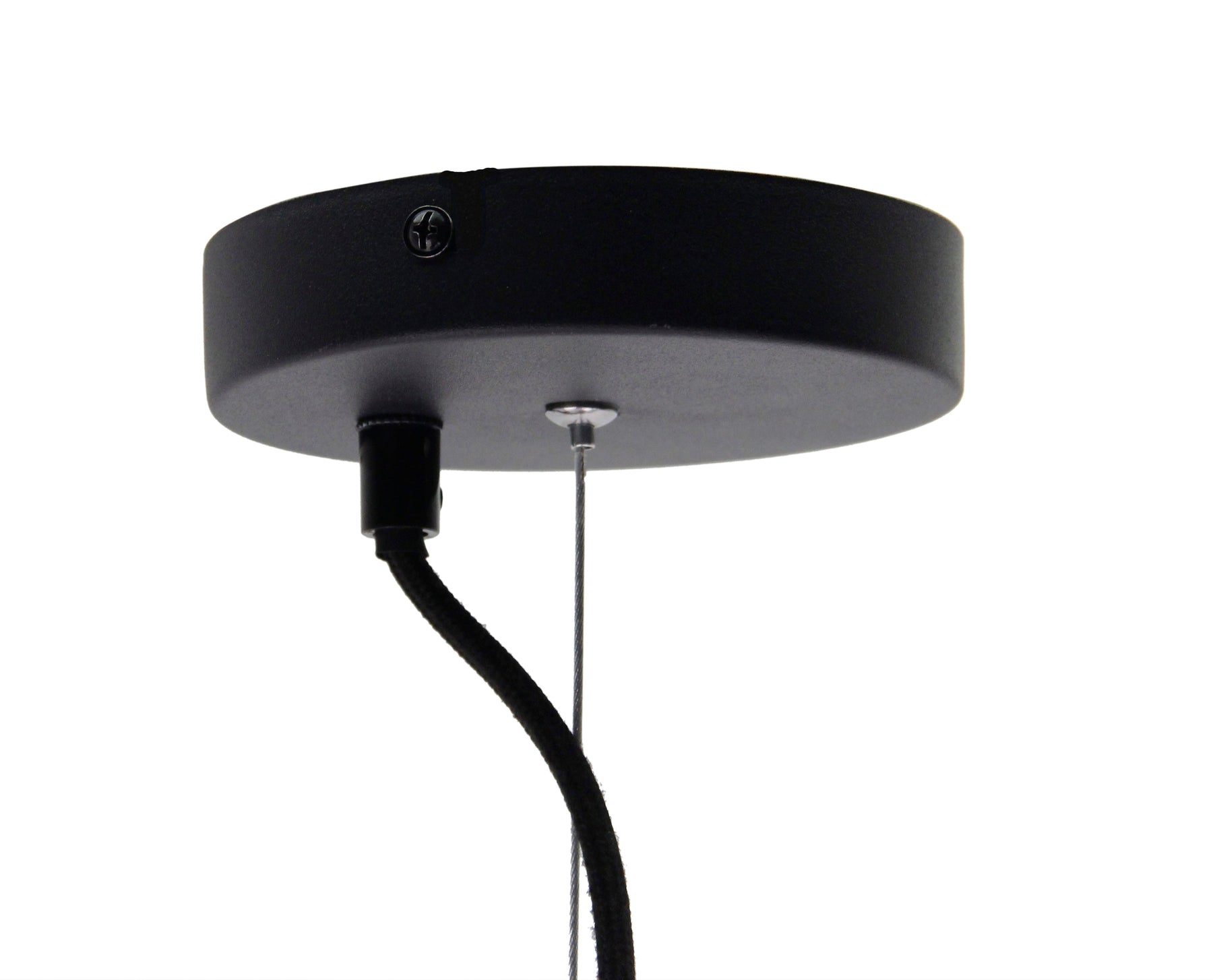 Plafondplaat van de Chericoni Goccia hanglamp 1 lichts Ø60 cm, zwart metaal, gedetailleerd design.