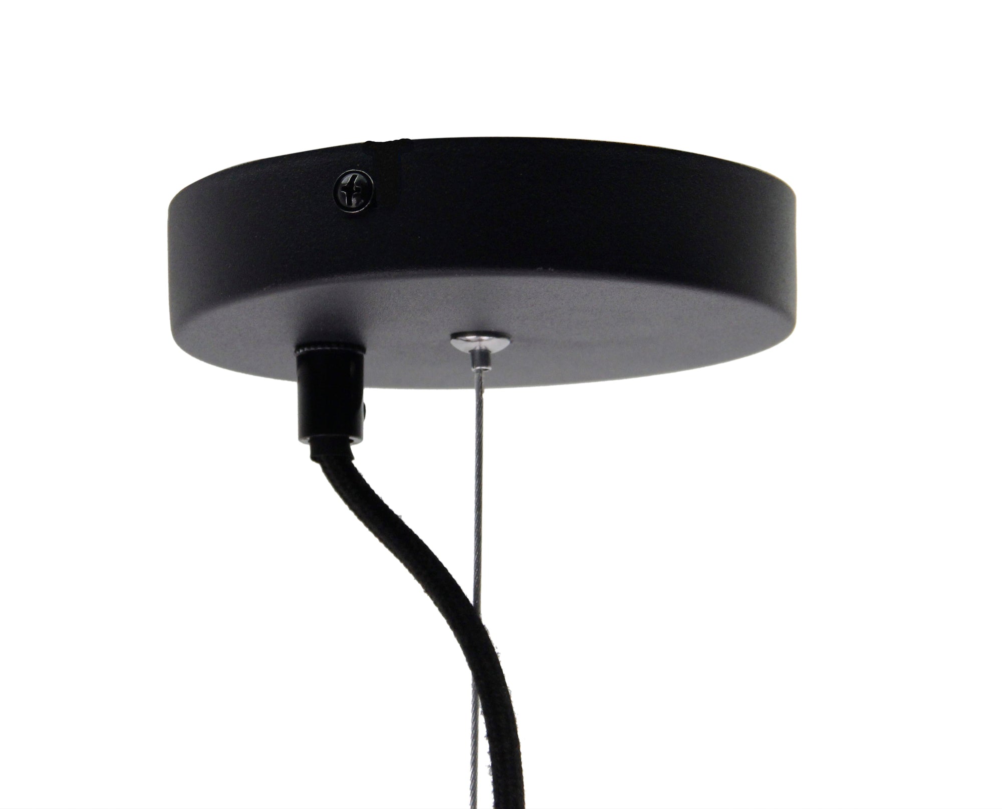 Plafondplaat van de Chericoni Goccia hanglamp 1 lichts Ø60 cm, zwart metaal, gedetailleerd design.