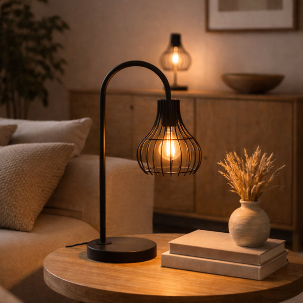 Chericoni Goccia Tafellamp - 1 lichts - Industrieel Design - Zwart - E27 - Metalen Kooilamp