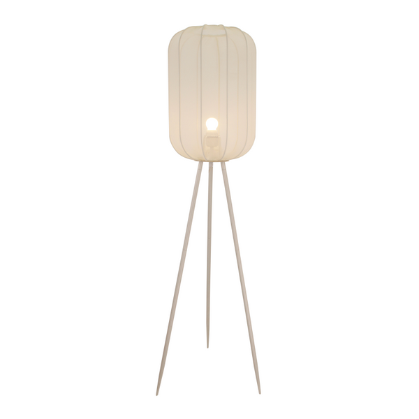 Chericoni Lecce vloerlamp met natuurlijke textiele kap, passend in een Japandi interieur.