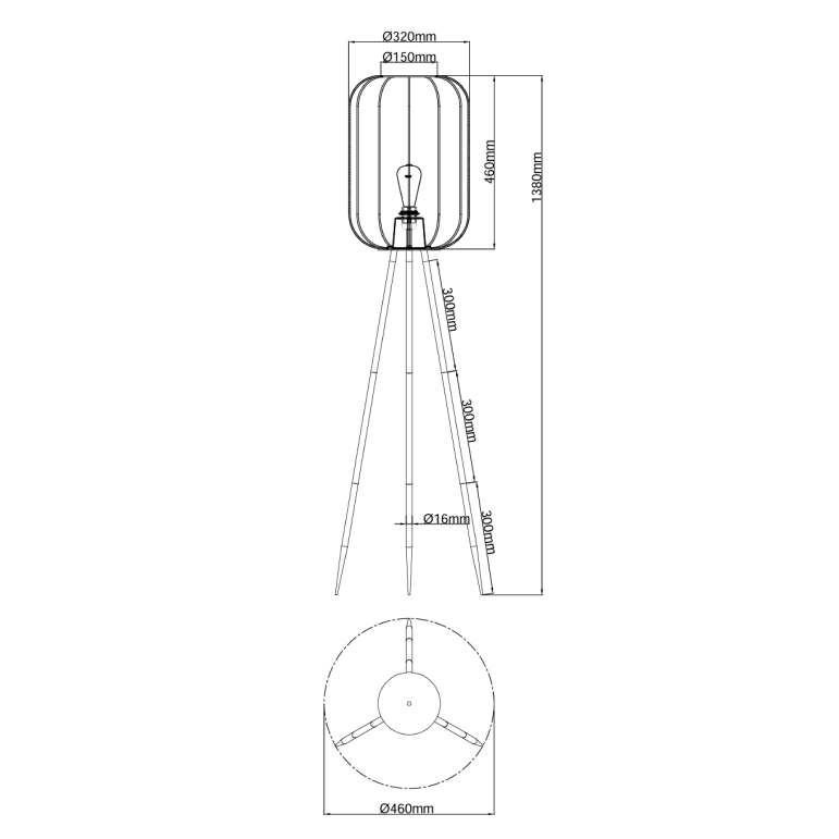 Detailfoto van de Chericoni Lecce vloerlamp met subtiele, natuurlijke textielkap.