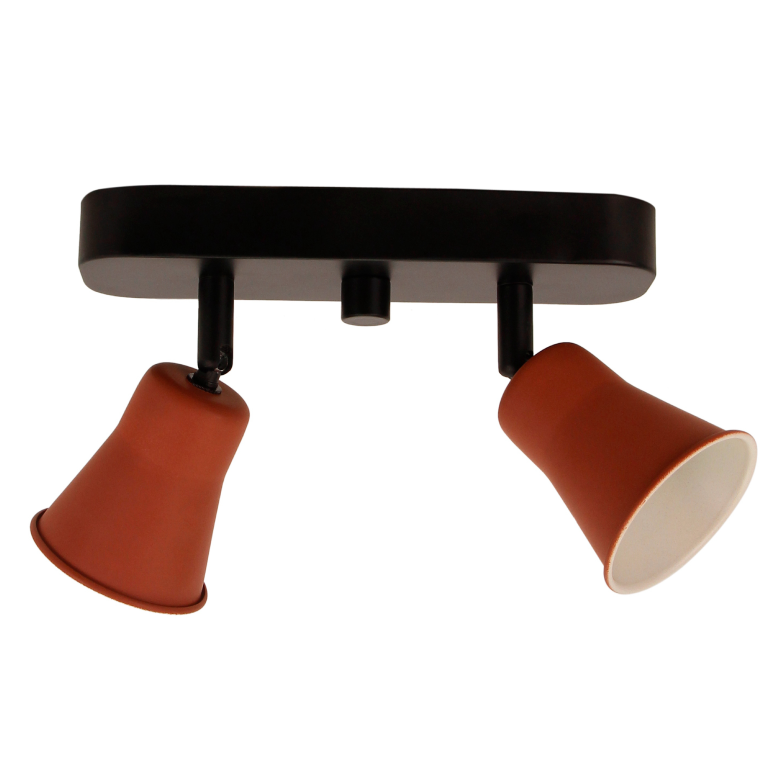 Compacte rode Chericoni Lisa plafondlamp met dubbele verlichting en E27 fitting.