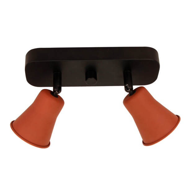 Rode Chericoni Lisa plafondspot met 2 lichtpunten en E27 fitting, hoogte 12 cm.