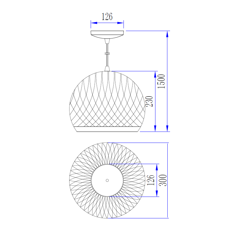 Elegante Chericoni Lodi Hängelampe, Ø30 cm, 1-flammig, schwarz, Eisen und Metall, zeitloses Design.