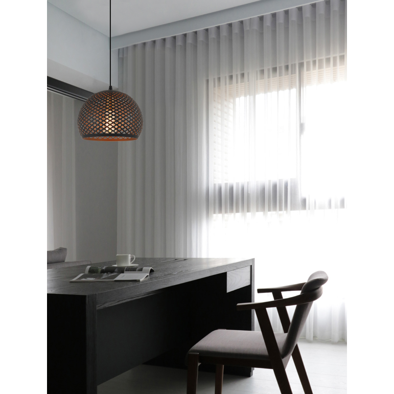 Schwarze Pendelleuchte Chericoni Lodi, Ø30 cm, 1-flammig, robuste Eisen- und Metallkonstruktion.