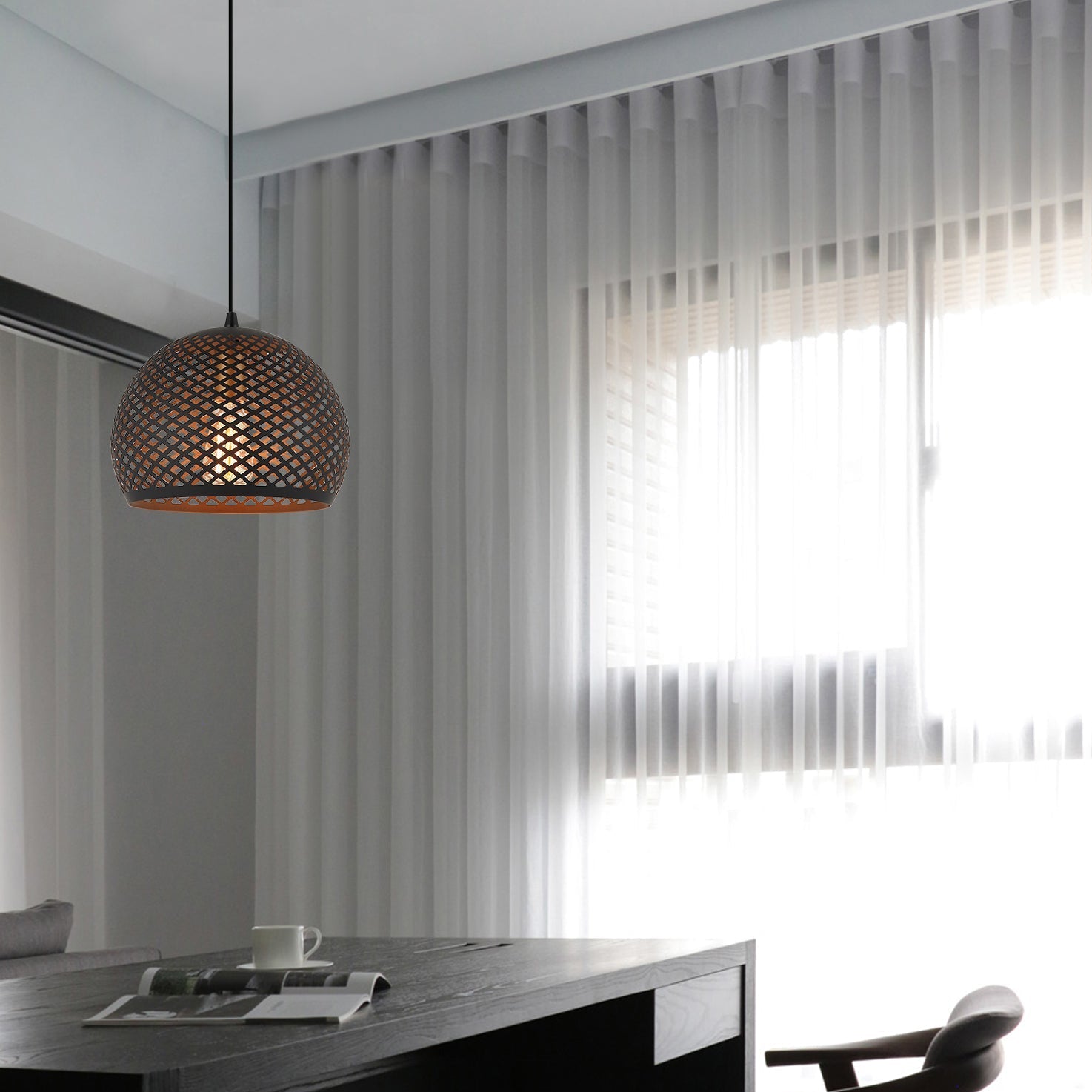 Chericoni Lodi hanglamp 1 lichts Ø30 cm, zwart, gemaakt van ijzer en metaal, modern ontwerp voor sfeervolle verlichting.